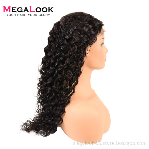 Megalook Hair Discounts Kim Kardashian High Density Heat Resistant Brazilian Human Hair Deep Wave Lace Wig